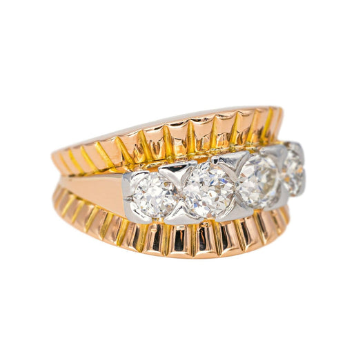 Bague 55 Bague en or rose et blanc 18 carats pavée de diamants 58 Facettes 4387240CN