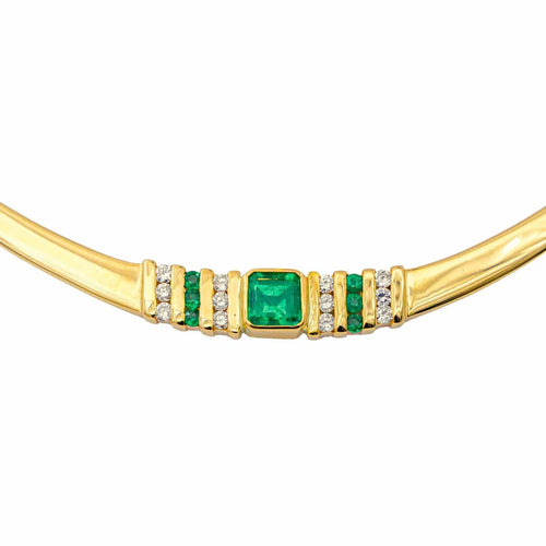 Collier Collier en or jaune 18 carats serti d’émeraudes et de diamants 58 Facettes 4387242CN