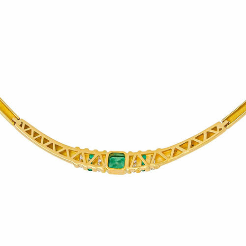 Collier Collier en or jaune 18 carats serti d’émeraudes et de diamants 58 Facettes 4387242CN