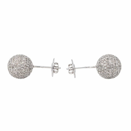 Boucles d'oreilles Boucles d’oreilles boules en or blanc 18 carats et diamants 58 Facettes 4388291CN