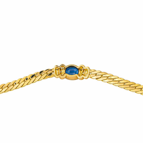 Collier Collier en or jaune 18 carats avec saphir ovale et diamants 58 Facettes 4410624CN