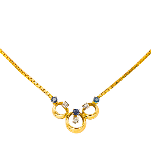 Collier Collier en or jaune 18 carats avec saphirs et diamants 58 Facettes 4416914RV