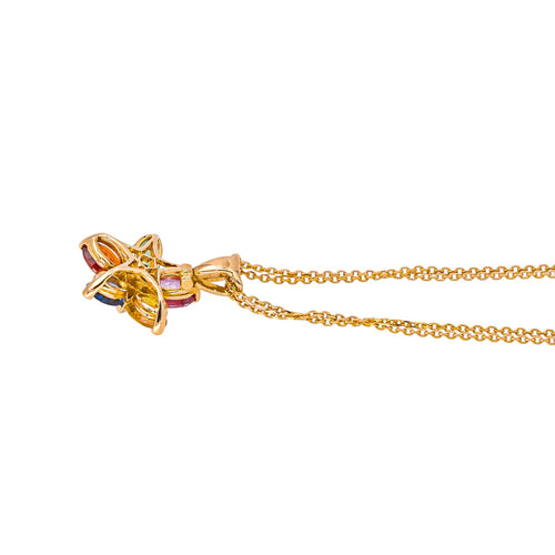 Collier Collier motif floral en or rose 18K avec saphirs, rubis et diamants 58 Facettes 4421486RV