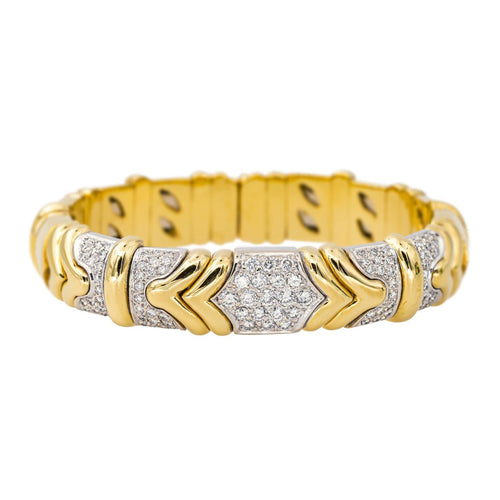 Bracelet Bracelet jonc en or jaune et or blanc serti de diamants 58 Facettes 4423004CN