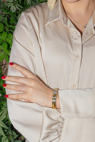 Bracelet Bracelet jonc en or jaune et or blanc serti de diamants 58 Facettes 4423004CN