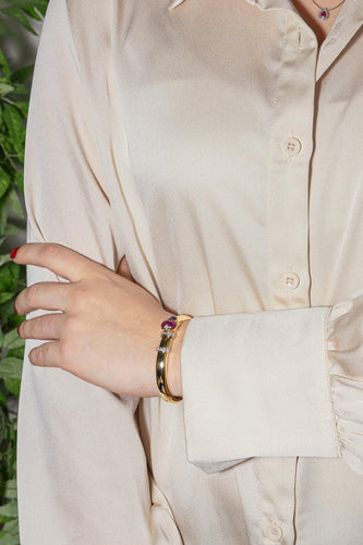 Bracelet Bracelet jonc en or jaune 18 carats, rubis, saphir et diamants 58 Facettes 4423005CN