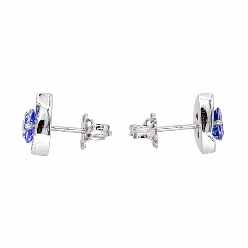 Boucles d'oreilles Boucles d’oreilles puces en or blanc 18 carats tanzanites et diamants 58 Facettes 4423606RV