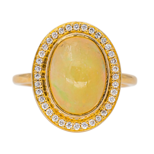 Bague 51 Bague Pompadour en or jaune avec opale et diamants 58 Facettes 4424433CN
