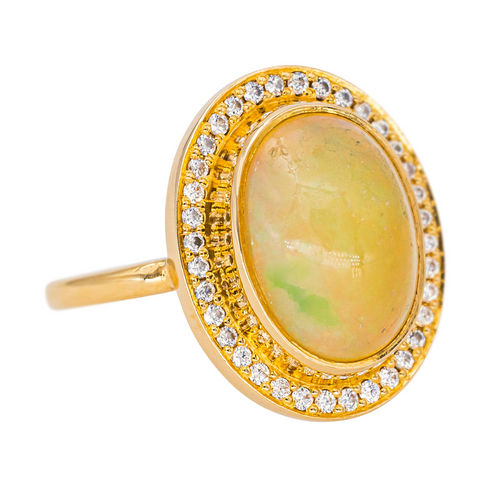 Bague 51 Bague Pompadour en or jaune avec opale et diamants 58 Facettes 4424433CN