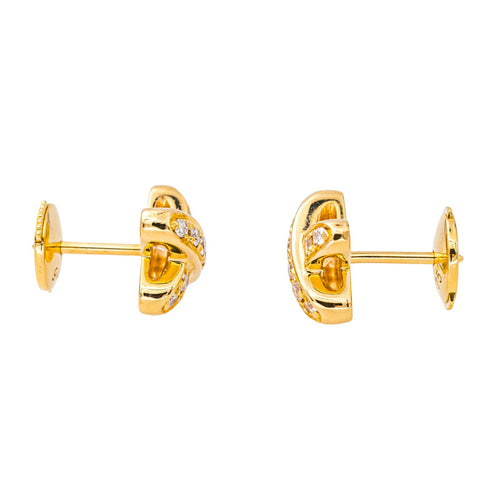Boucles d'oreilles Chaumet Jeux de Liens - Boucles d’oreilles puces en or jaune et diamants 58 Facettes 4437823CN