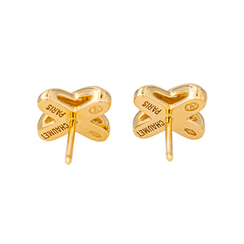 Boucles d'oreilles Chaumet Jeux de Liens - Boucles d’oreilles puces en or jaune et diamants 58 Facettes 4437823CN