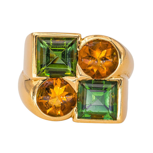 Bague 50 Bague en or jaune 18 carats avec péridot et citrine 58 Facettes 4442220RV