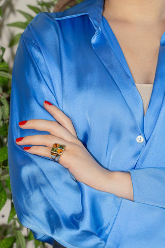 Bague 50 Bague en or jaune 18 carats avec péridot et citrine 58 Facettes 4442220RV