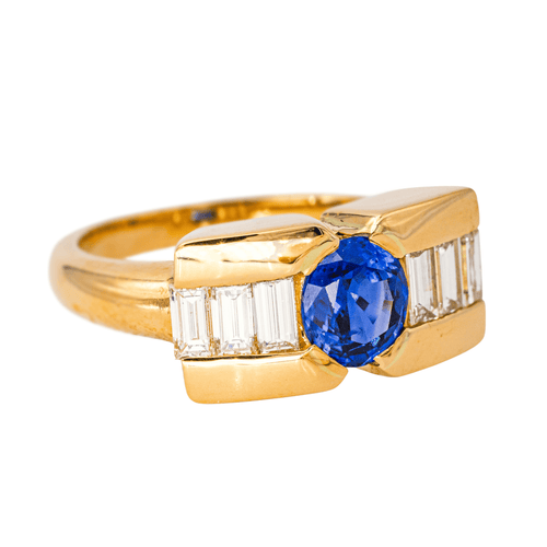 Bague 52 Bague en or jaune 18 carats au saphir et diamants 58 Facettes 4442221RV