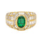 Bague 53 Bague en or jaune 18 carats avec émeraude ovale et diamants 58 Facettes 4445910CN