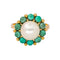 Bague 52 Bague marguerite en or jaune 18 carats, perle et turquoises 58 Facettes 4462733CN