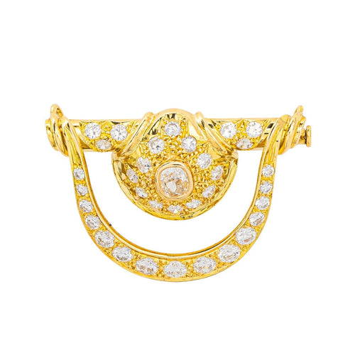 Collier Collier - Pendentif transformable en broche en or jaune 18 carats et diamants 58 Facettes 4462736CN