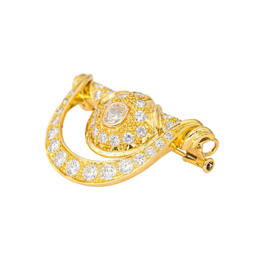 Collier Collier - Pendentif transformable en broche en or jaune 18 carats et diamants 58 Facettes 4462736CN