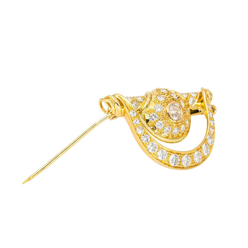 Collier Collier - Pendentif transformable en broche en or jaune 18 carats et diamants 58 Facettes 4462736CN