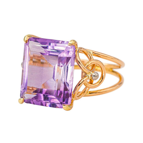 Bague 53 Bague cocktail en or jaune avec améthyste 58 Facettes 4471733CN
