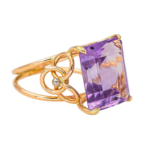 Bague 53 Bague cocktail en or jaune avec améthyste 58 Facettes 4471733CN