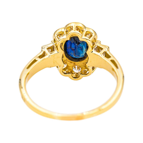 Bague 59 Bague en or jaune 18 carats avec saphir ovale et diamants 58 Facettes 4518943CN