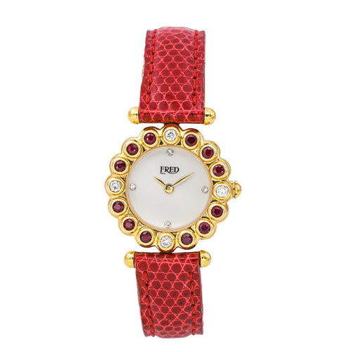 Montre Fred Concerto - Montre en or jaune 18 carats rubis et diamants 58 Facettes 4521532RV