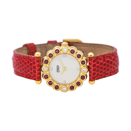 Montre Fred Concerto - Montre en or jaune 18 carats rubis et diamants 58 Facettes 4521532RV