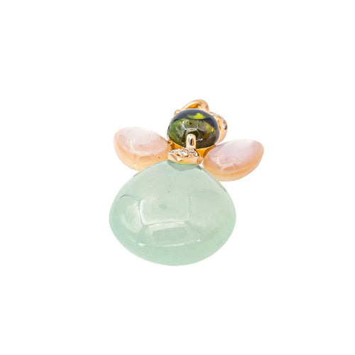 Pendentif Isabelle Langlois Mon Ange - Pendentif en or rose, calcite, tourmaline et diamants 58 Facettes 4521848CN