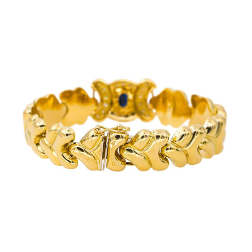 Bracelet Bracelet en or jaune 18 carats avec saphir ovale et diamants 58 Facettes 4534778CN
