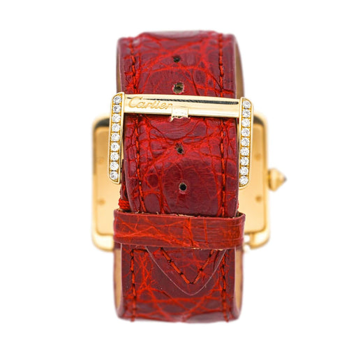 Montre Cartier Tank Divan - Montre en or jaune sertie de diamants 58 Facettes 4551671RV