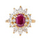 Bague 53 Bague pompadour sertie de rubis et diamants en or jaune 18 carats 58 Facettes 4555578RV