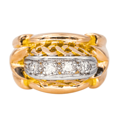 Bague 54 Bague rétro sertie de diamants en or rose et platine 58 Facettes 4555579RV