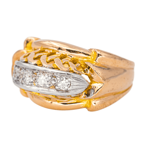 Bague 54 Bague rétro sertie de diamants en or rose et platine 58 Facettes 4555579RV