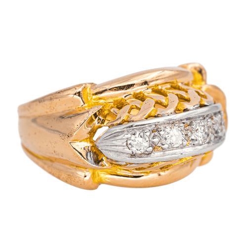 Bague 54 Bague rétro sertie de diamants en or rose et platine 58 Facettes 4555579RV