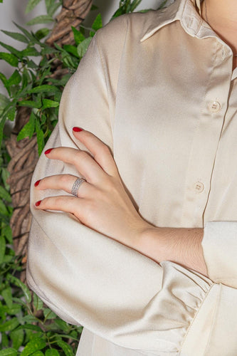 Bague 53 Mauboussin Le Premier Jour - Bague bandeau en or blanc et diamants 58 Facettes 4567833RV