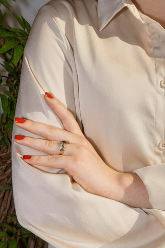 Bague 51 Bague en or jaune et blanc 18 carats saphir et diamants 58 Facettes 4573819CN