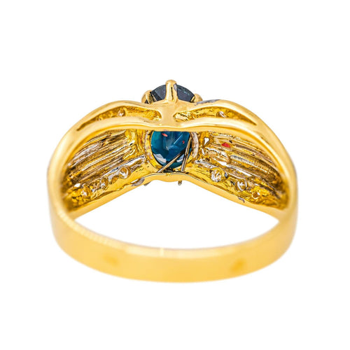 Bague 51 Bague en or jaune et blanc 18 carats saphir et diamants 58 Facettes 4573819CN