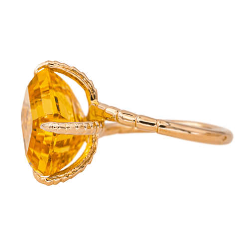 Bague 55 Bague cocktail en or rose avec citrine taille émeraude 58 Facettes 4578557RV