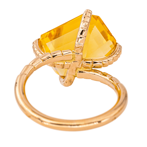 Bague 55 Bague cocktail en or rose avec citrine taille émeraude 58 Facettes 4578557RV