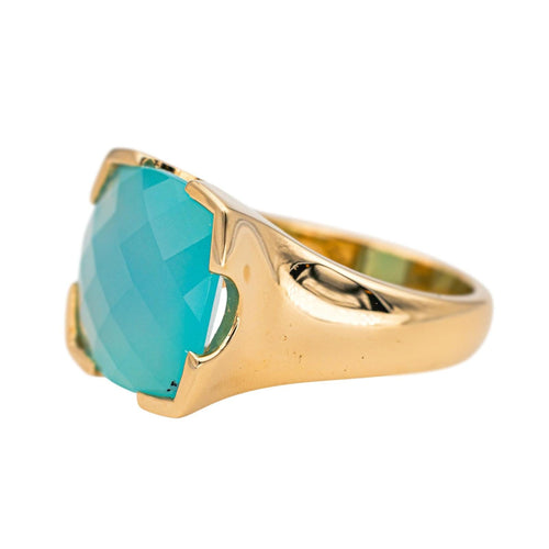 Bague 53.5 Bague en or jaune 18 carats sertie d’une calcédoine carrée 58 Facettes 4578561RV
