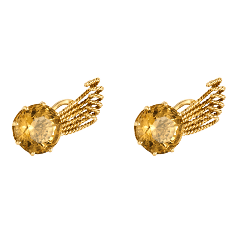 Boucles d'oreilles Boucles d'oreilles vintage en or jaune 18 carats et citrine 58 Facettes BO/240018/