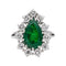 Bague 54 Bague en or blanc 18 carats avec émeraude poire et diamants 58 Facettes 4590991CN