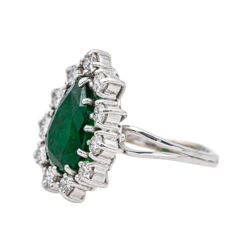 Bague 54 Bague en or blanc 18 carats avec émeraude poire et diamants 58 Facettes 4590991CN