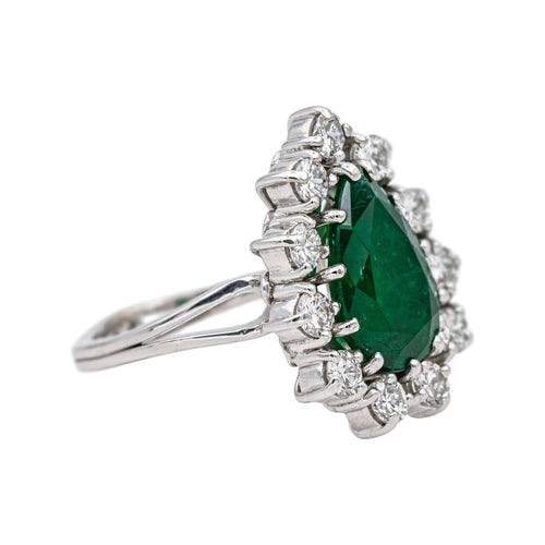 Bague 54 Bague en or blanc 18 carats avec émeraude poire et diamants 58 Facettes 4590991CN