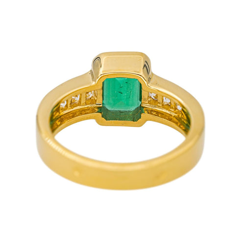 Bague 53 Bague en or jaune 18 carats avec émeraude et diamants 58 Facettes 4599349RV