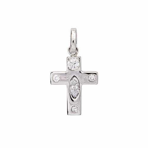 Pendentif Pendentif croix en or blanc 18 carats et diamants 58 Facettes 4608587CN