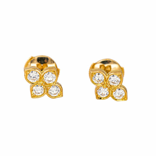 Boucles d'oreilles Cartier Hindu - Boucles d’oreilles puces en or jaune et diamants 58 Facettes 4648546RV
