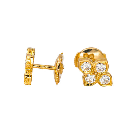 Boucles d'oreilles Cartier Hindu - Boucles d’oreilles puces en or jaune et diamants 58 Facettes 4648546RV