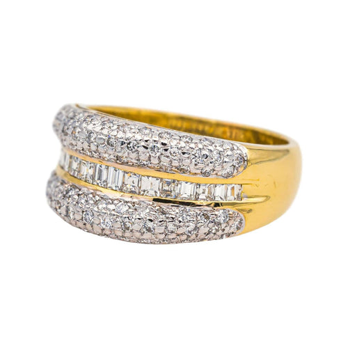 Bague 51.5 Bague bandeau en or jaune 18 carats pavée de diamants 58 Facettes 4659048CN